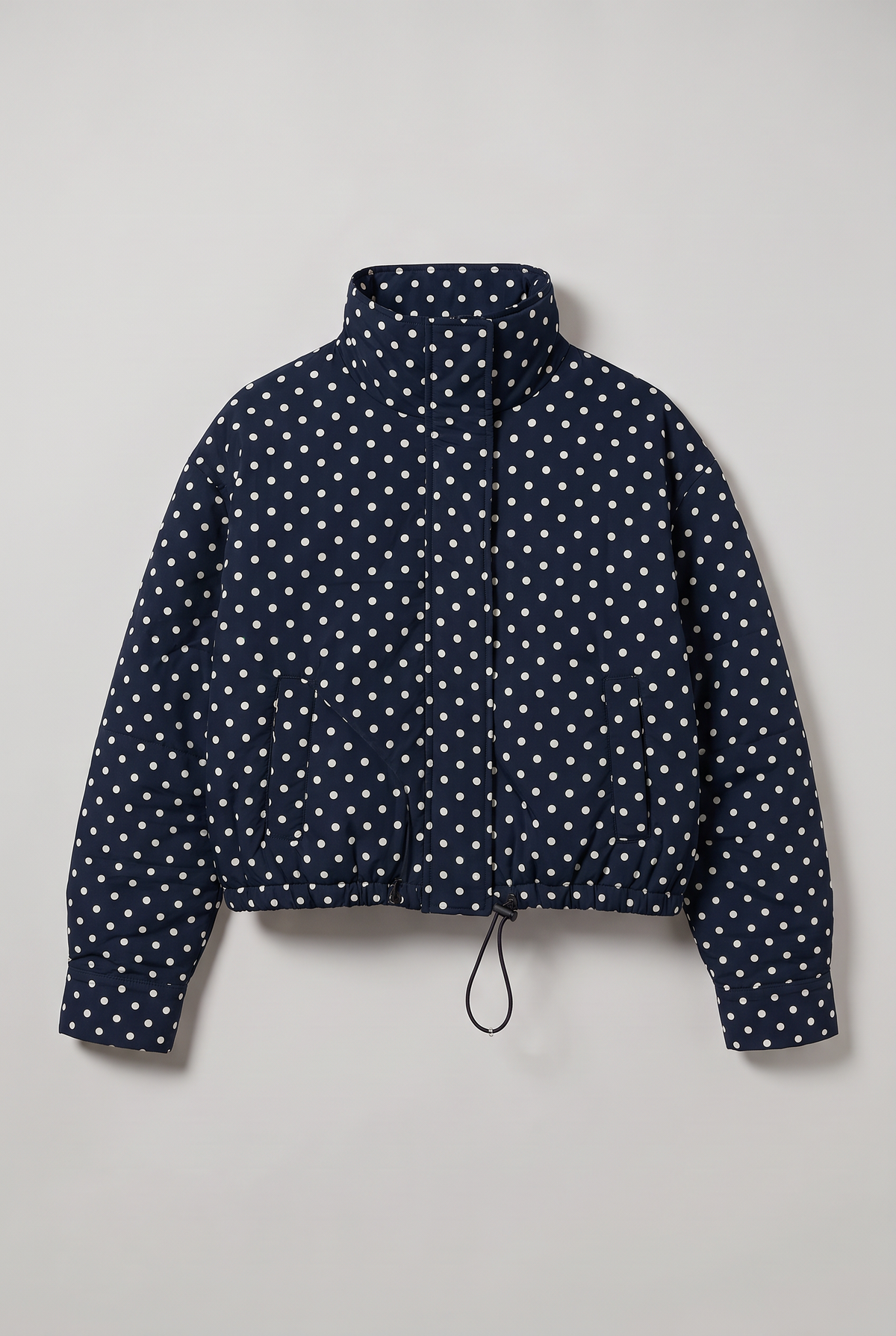 Women’s Polka Dot Stand Collar Zip Jacket
