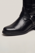 Men’s Leather Side-Zip Harness Ankle Boots