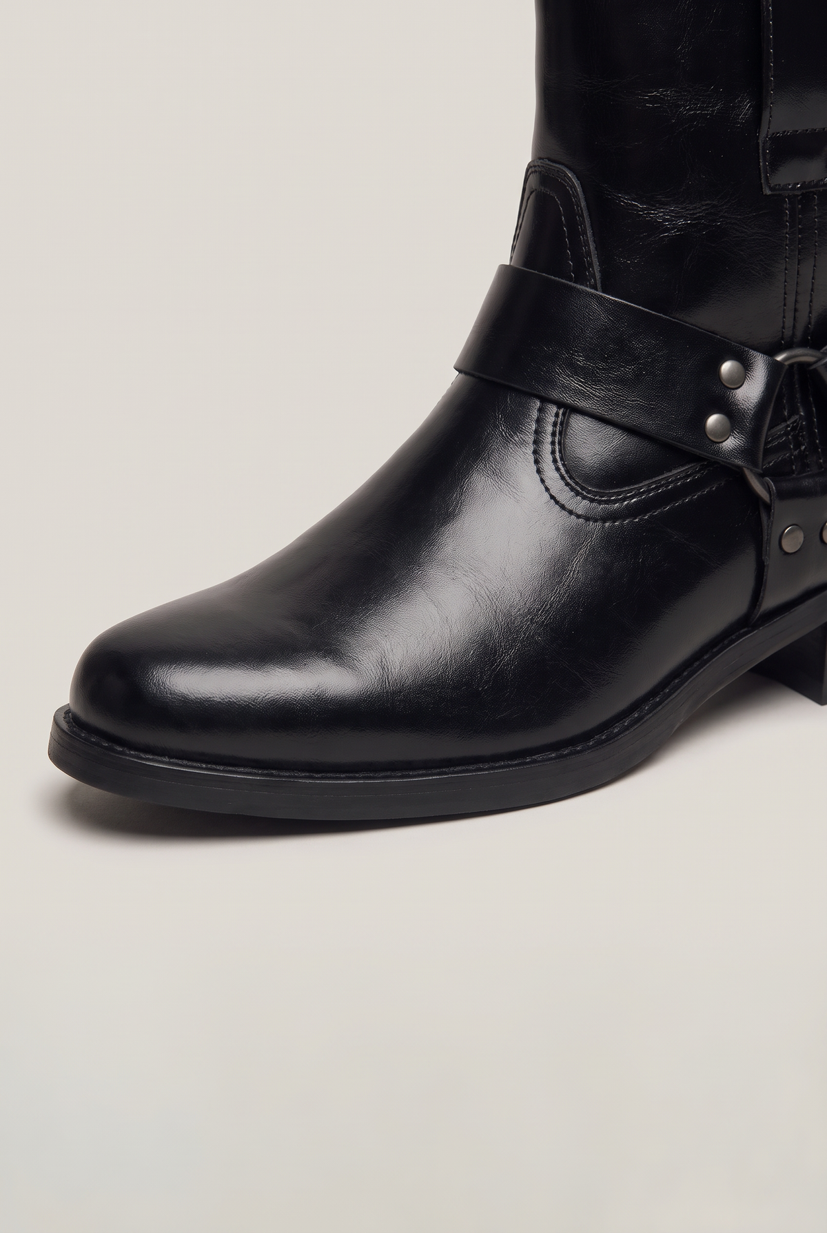 Men’s Leather Side-Zip Harness Ankle Boots