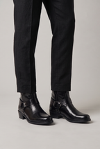 Men’s Leather Side-Zip Harness Ankle Boots