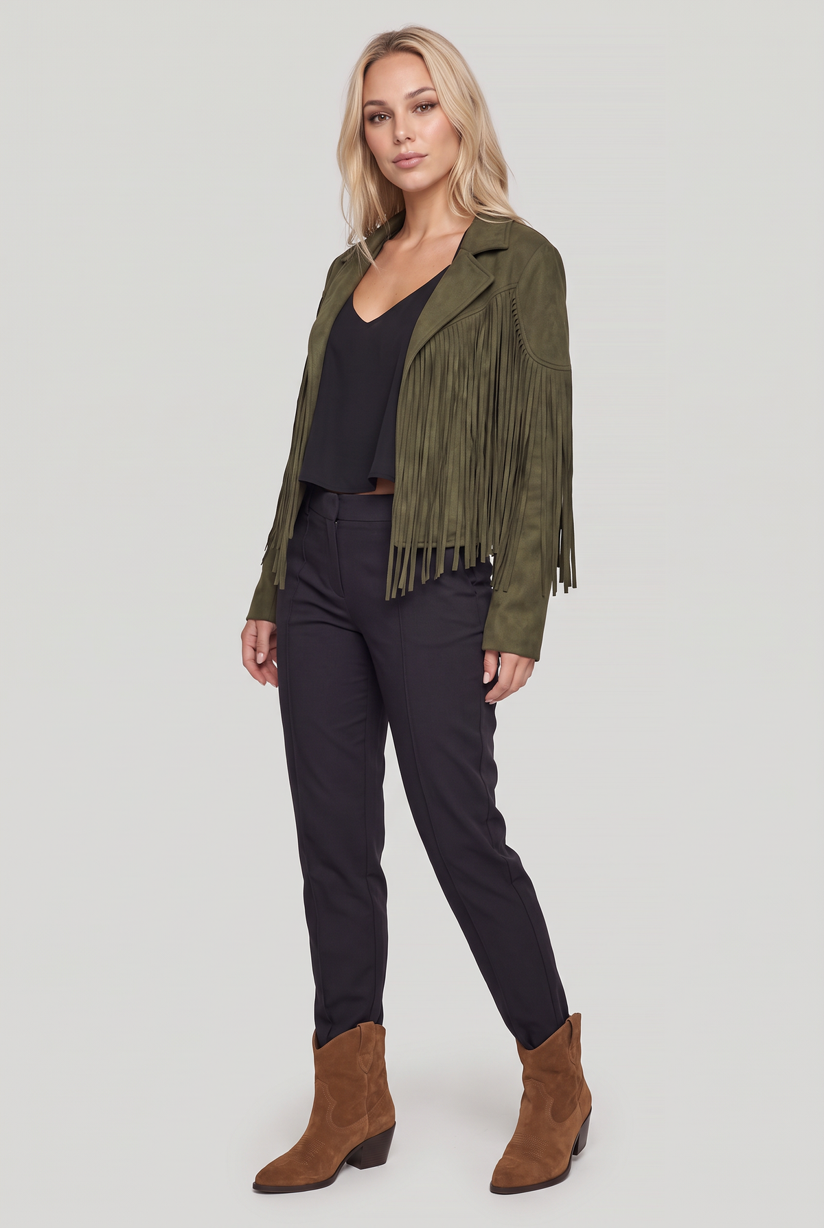 Women's Suede-Look Fringe Cowboy Jacket