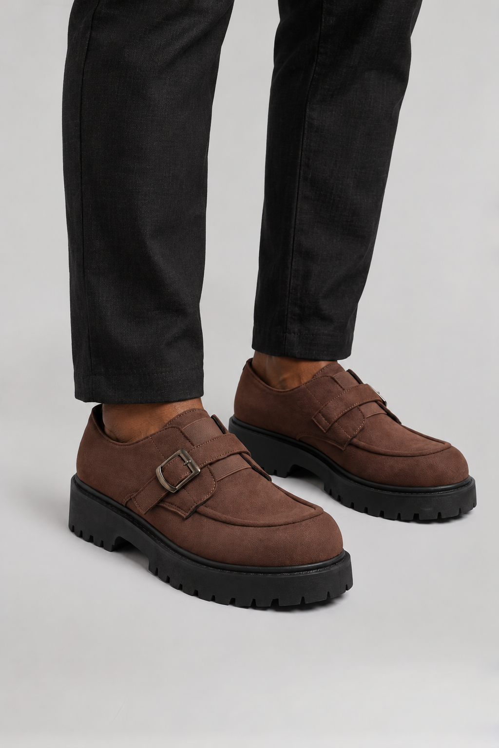Men's Suede-Effect Derby Shoes Chunky Sole