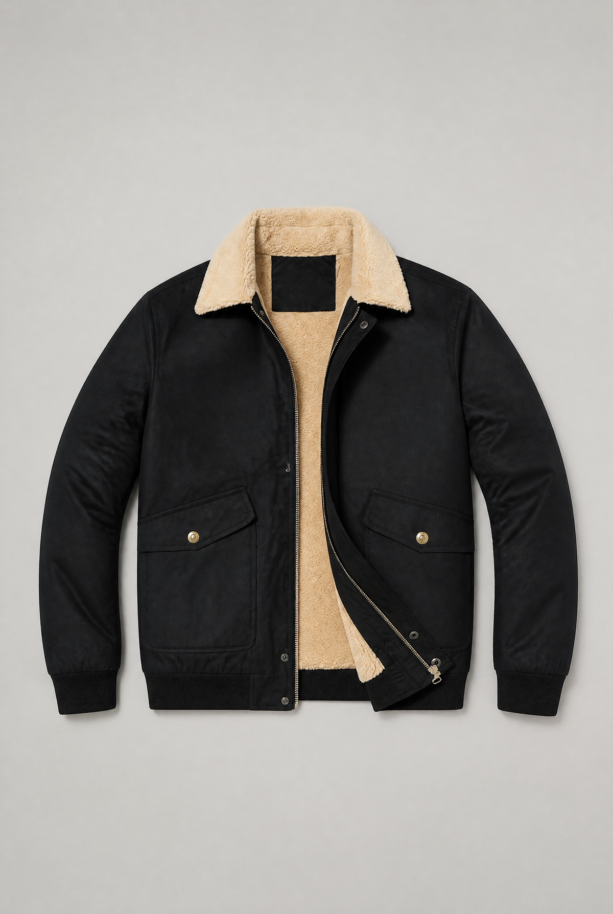 Men’s Fleece Lined Shearling Collar Aviator Jacket