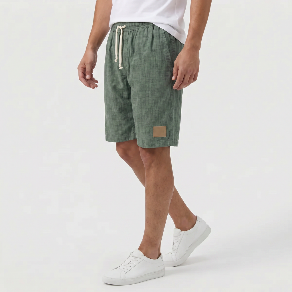 Men's Linen Shorts - Elasticated Waist Drawstring Summer Beach Shorts