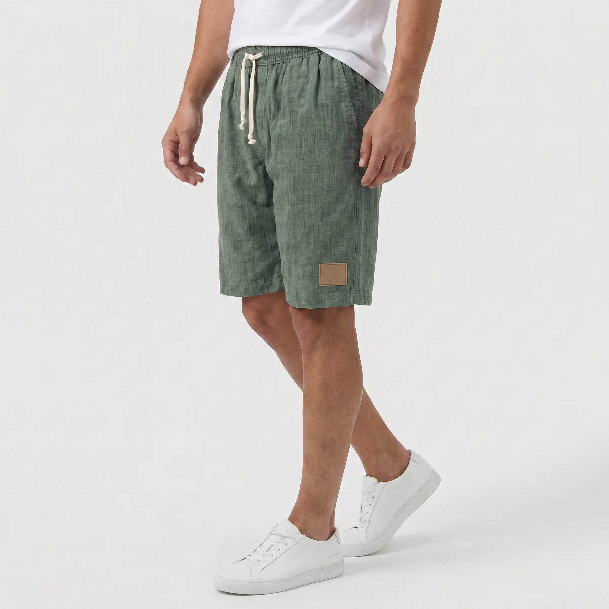 Men's Linen Shorts - Elasticated Waist Drawstring Summer Beach Shorts