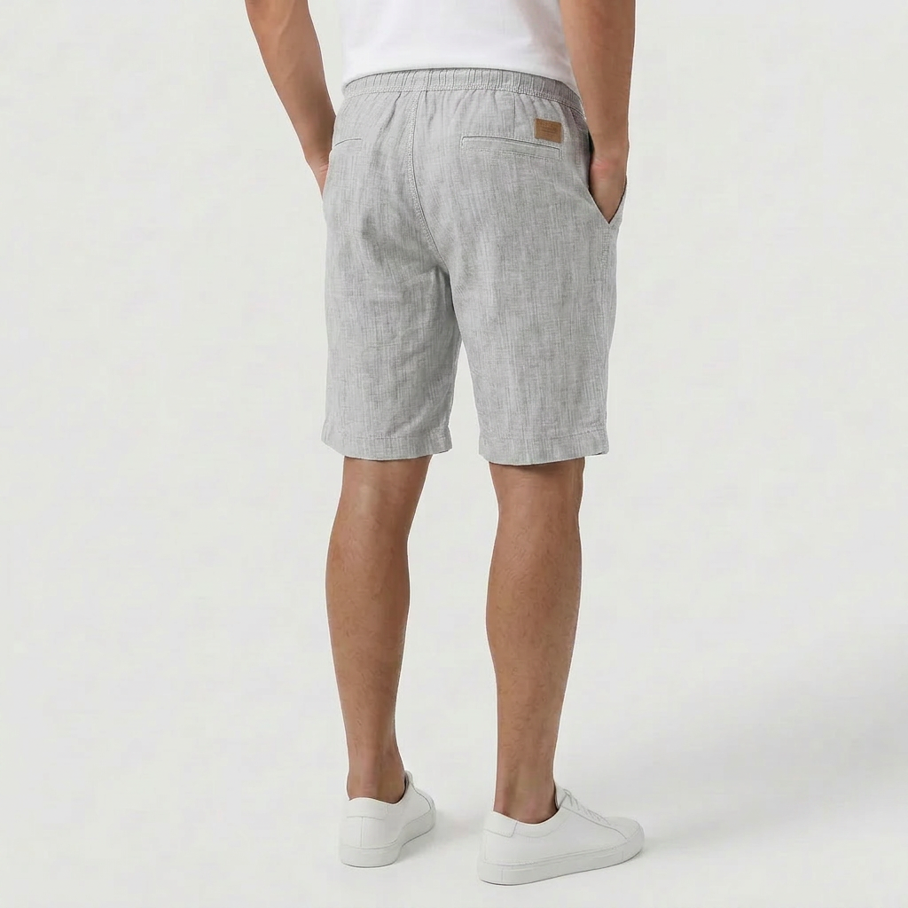 Men's Linen Shorts - Elasticated Waist Drawstring Summer Beach Shorts