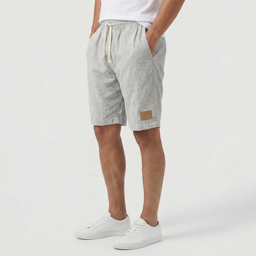 Men's Linen Shorts - Elasticated Waist Drawstring Summer Beach Shorts