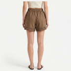 Women's Linen Lace Trim Drawstring Elastic Waist Shorts