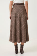 Women’s Tweed Checked A-Line Midi Skirt