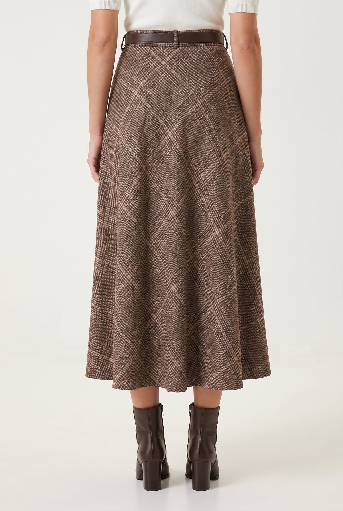 Women’s Tweed Checked A-Line Midi Skirt