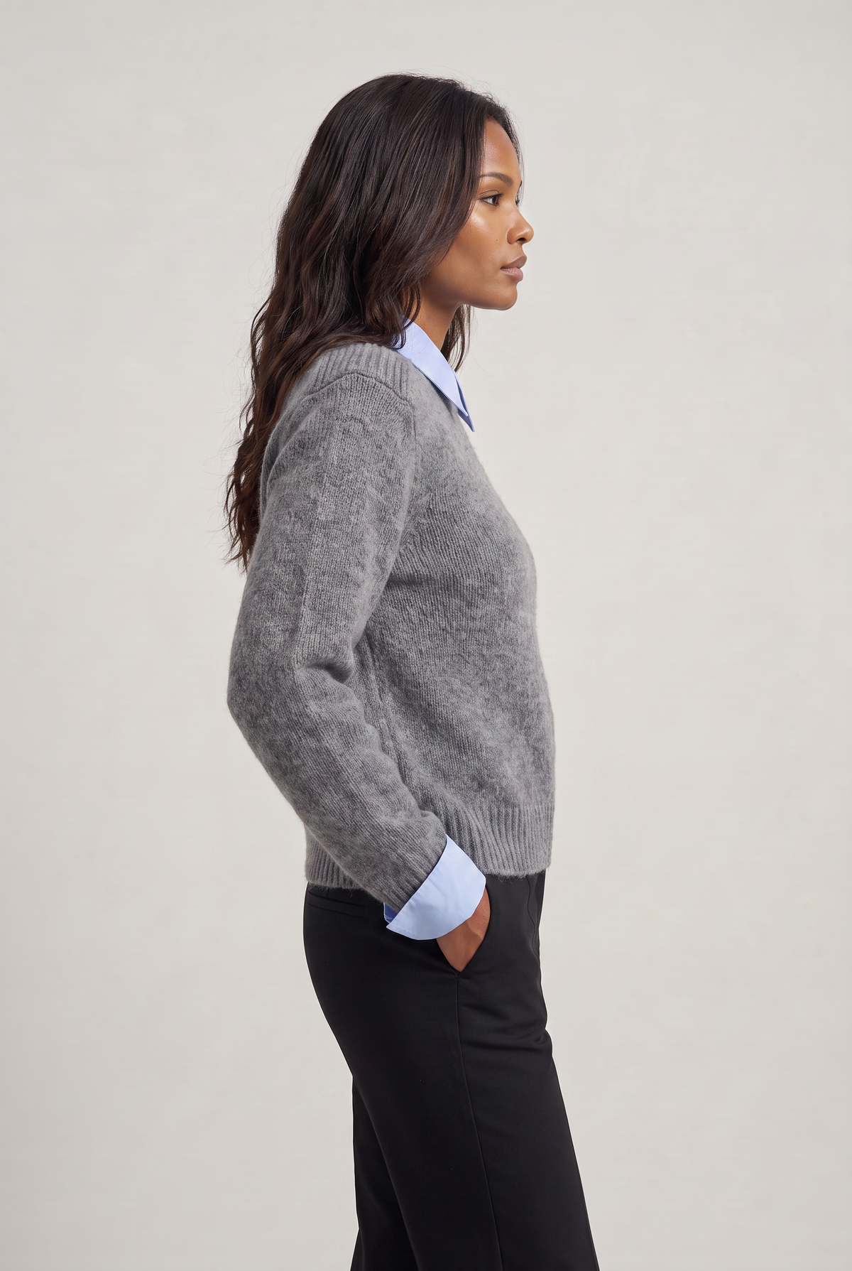 Women's 2-in-1 Collared Jumper – Knitted Shirt Layer Sweater