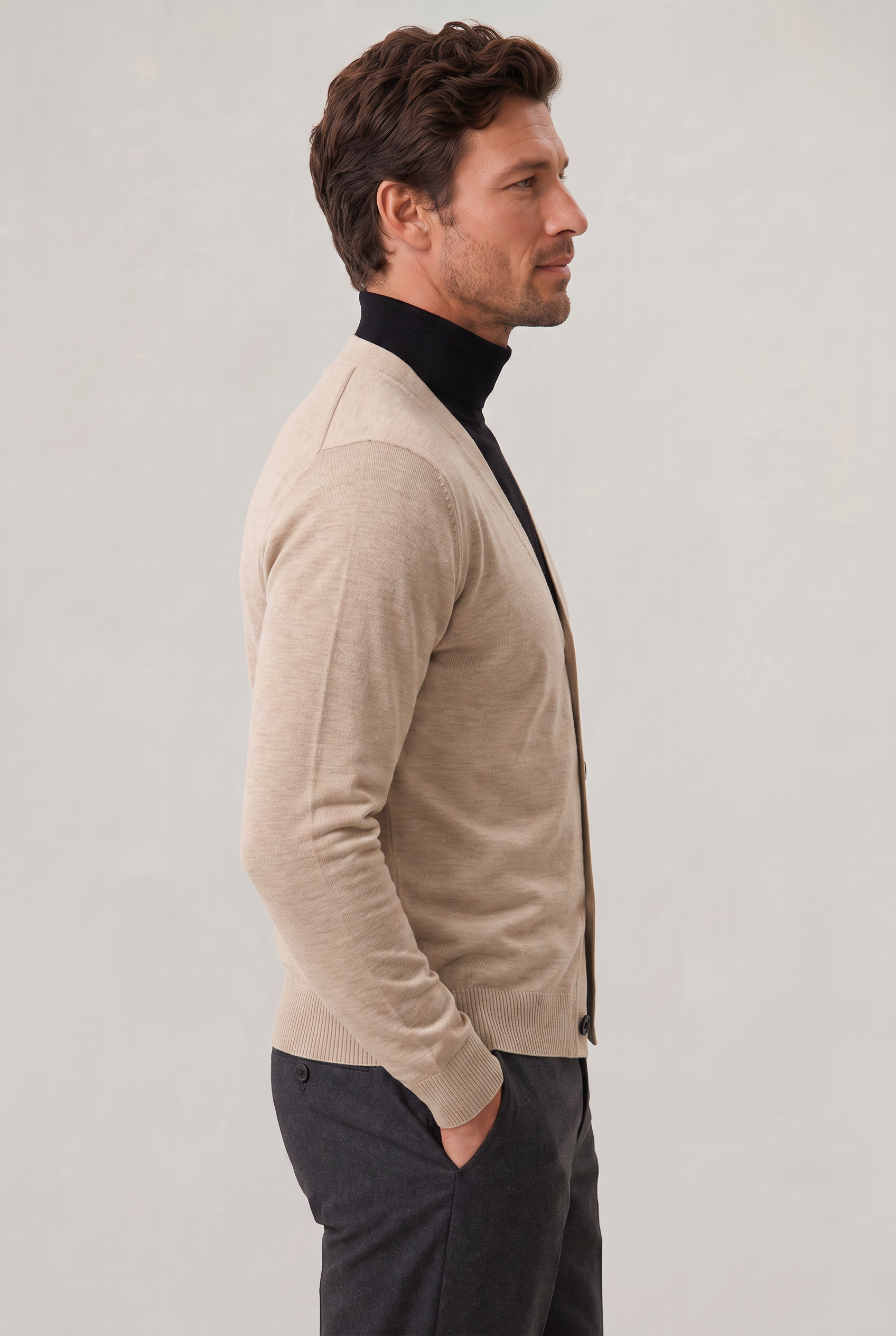 Men’s V-Neck Button-Front Cardigan - Knit Jumper