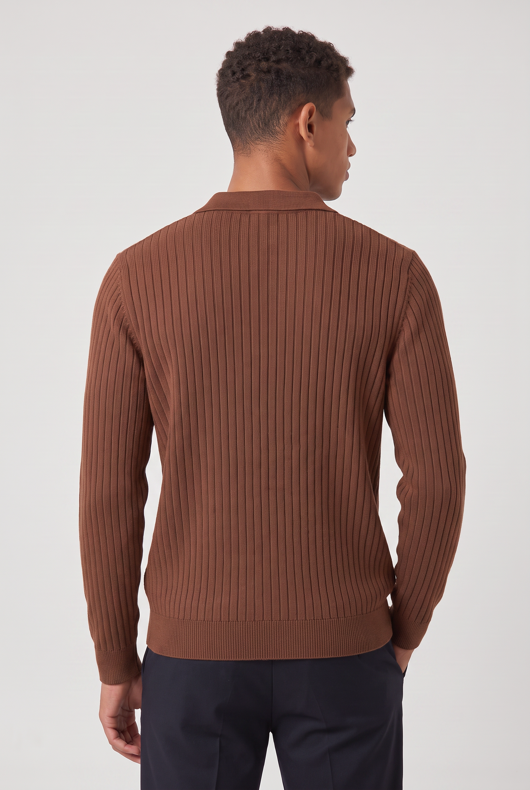Men’s Cotton Ribbed Long Sleeve Polo