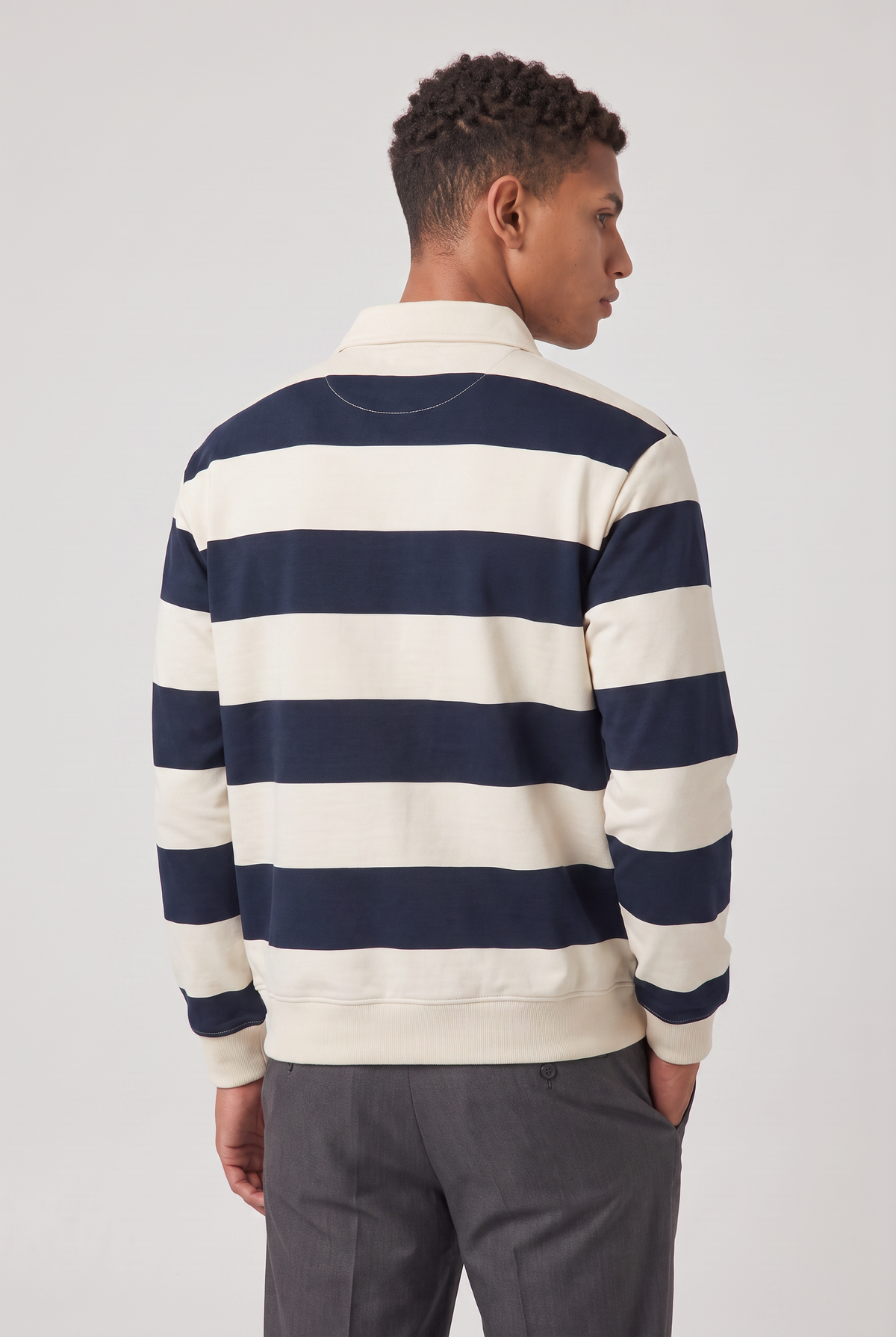 Men’s Rugby Polo - Striped Long Sleeve Shirt