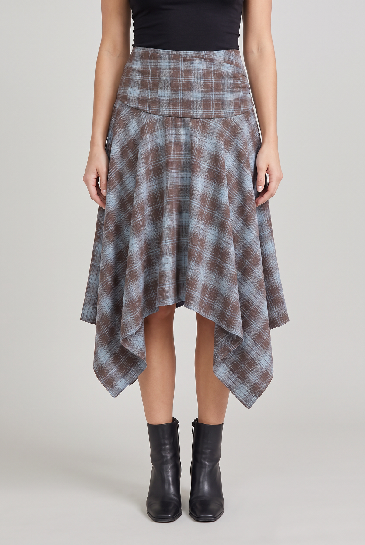 Women’s Check Asymmetric Midi Skirt