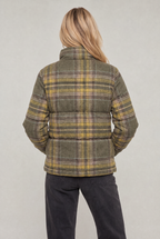 Women’s Checked Puffer Jacket Funnel Neck