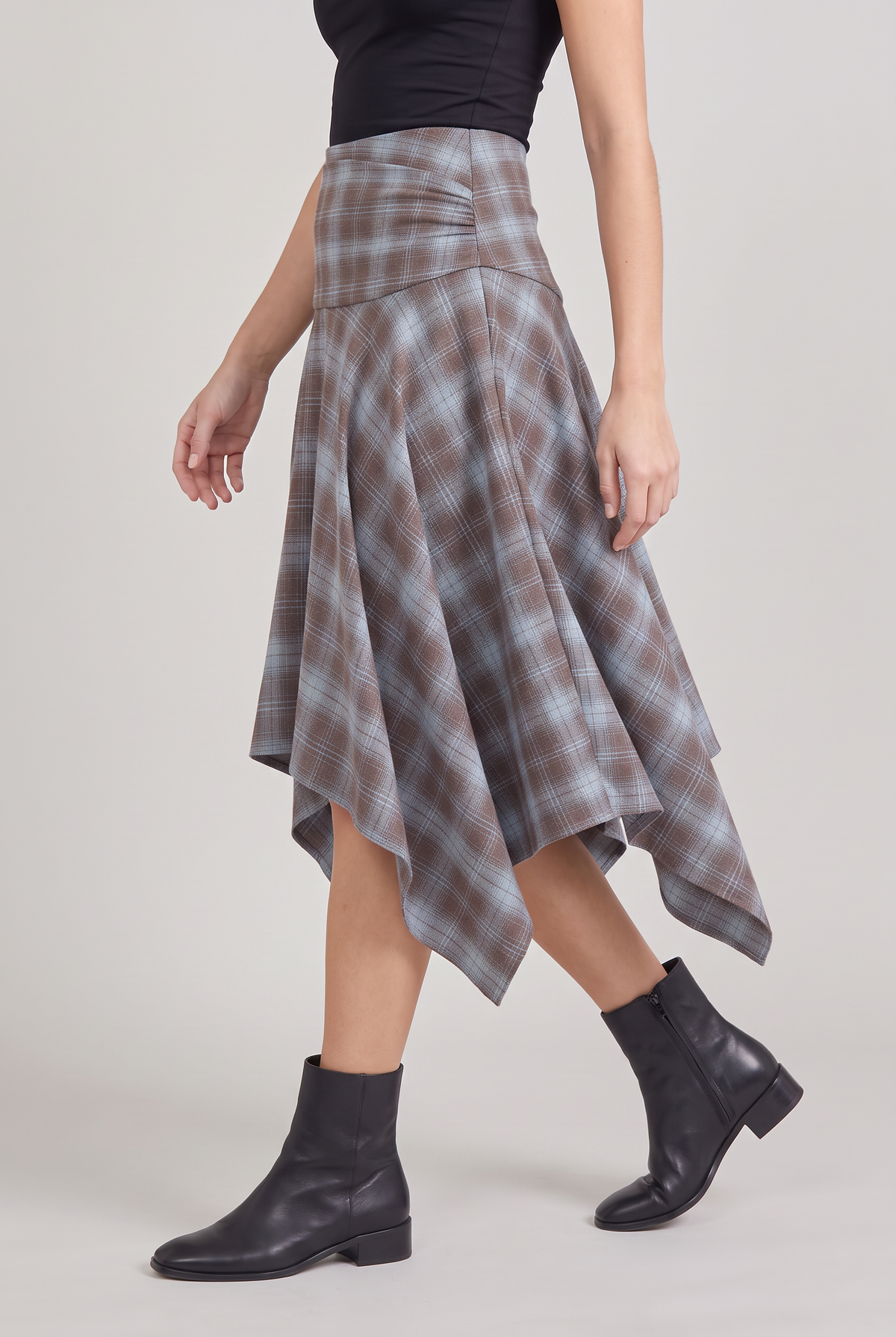 Women’s Check Asymmetric Midi Skirt