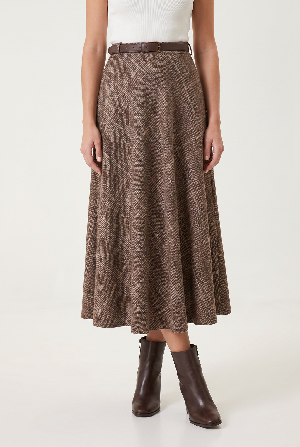 Women’s Tweed Checked A-Line Midi Skirt