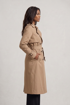 Women's Double-Breasted Belted Longline Trench Coat