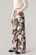 Women’s Cow Print Wide-Leg Jeans
