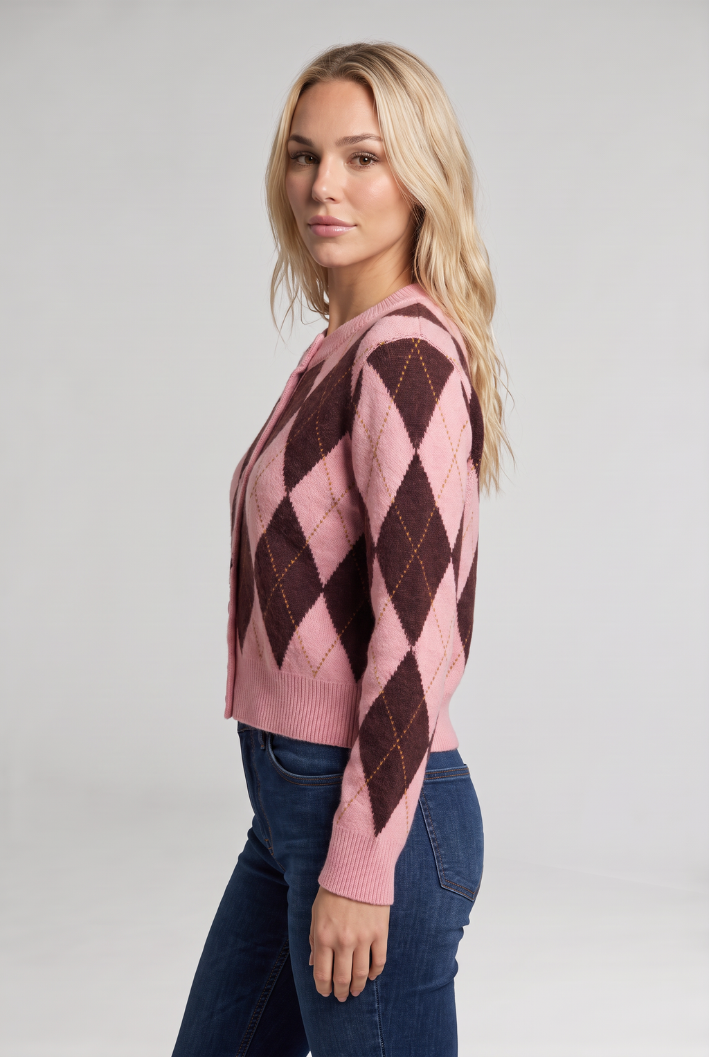 Women’s Argyle Button-Front Cardigan