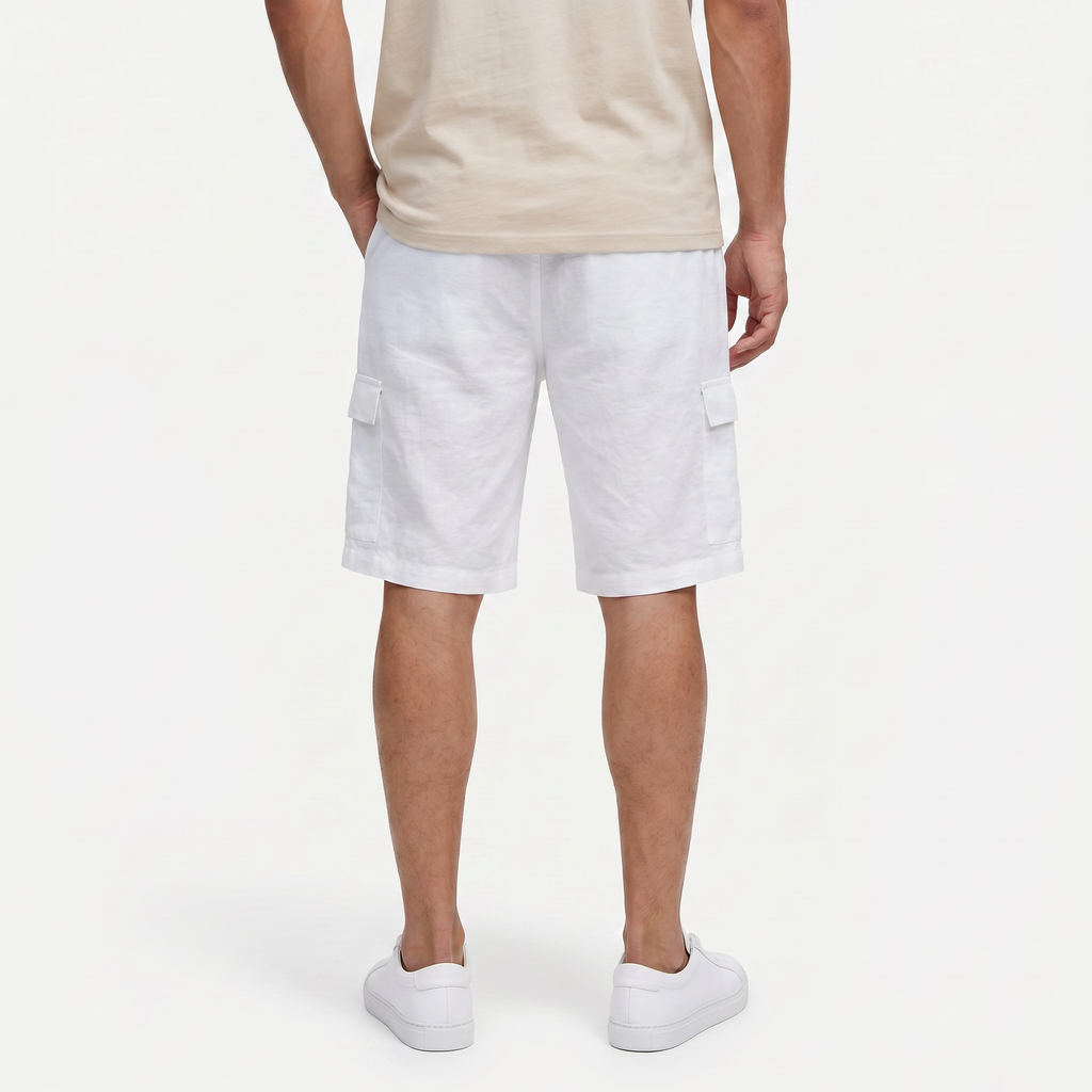 Men's Linen Cargo Shorts Drawstring Waist