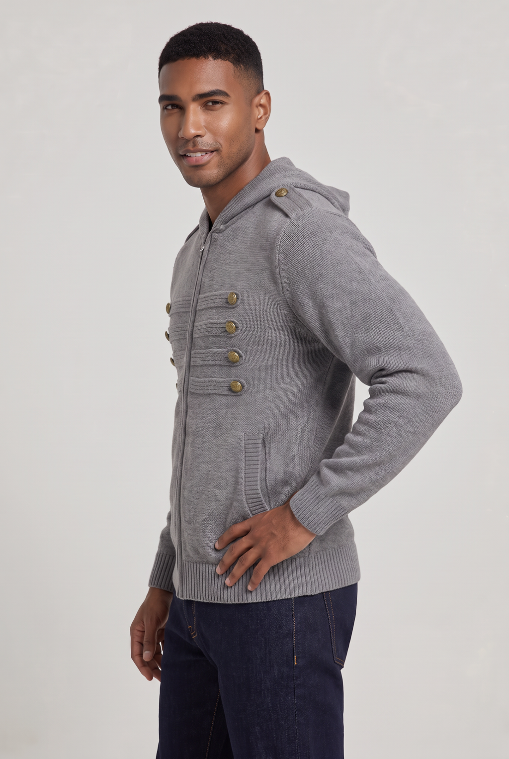 Men’s Military Braid Hooded Full Zip