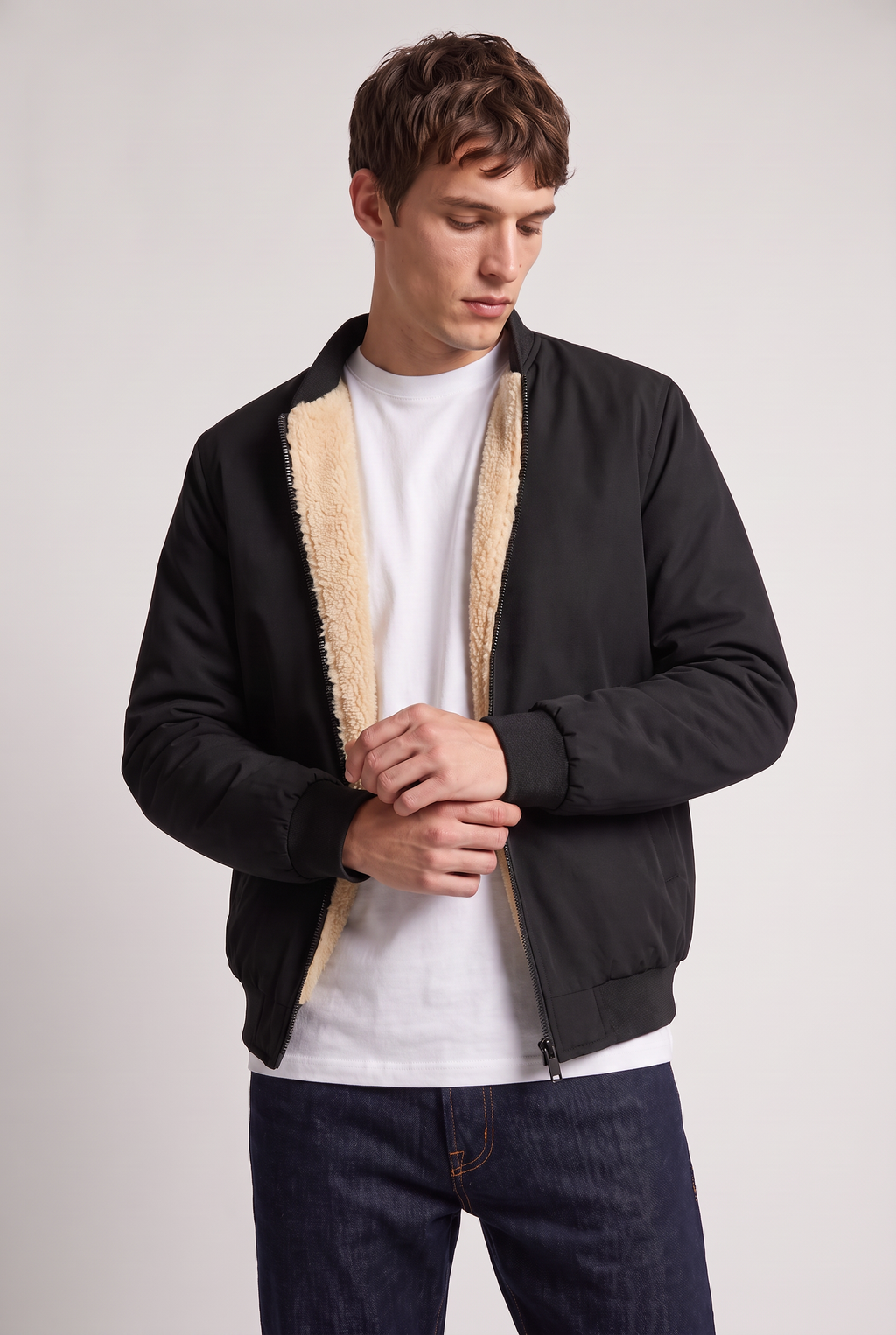 Men’s Fleece-Lined Bomber Jacket