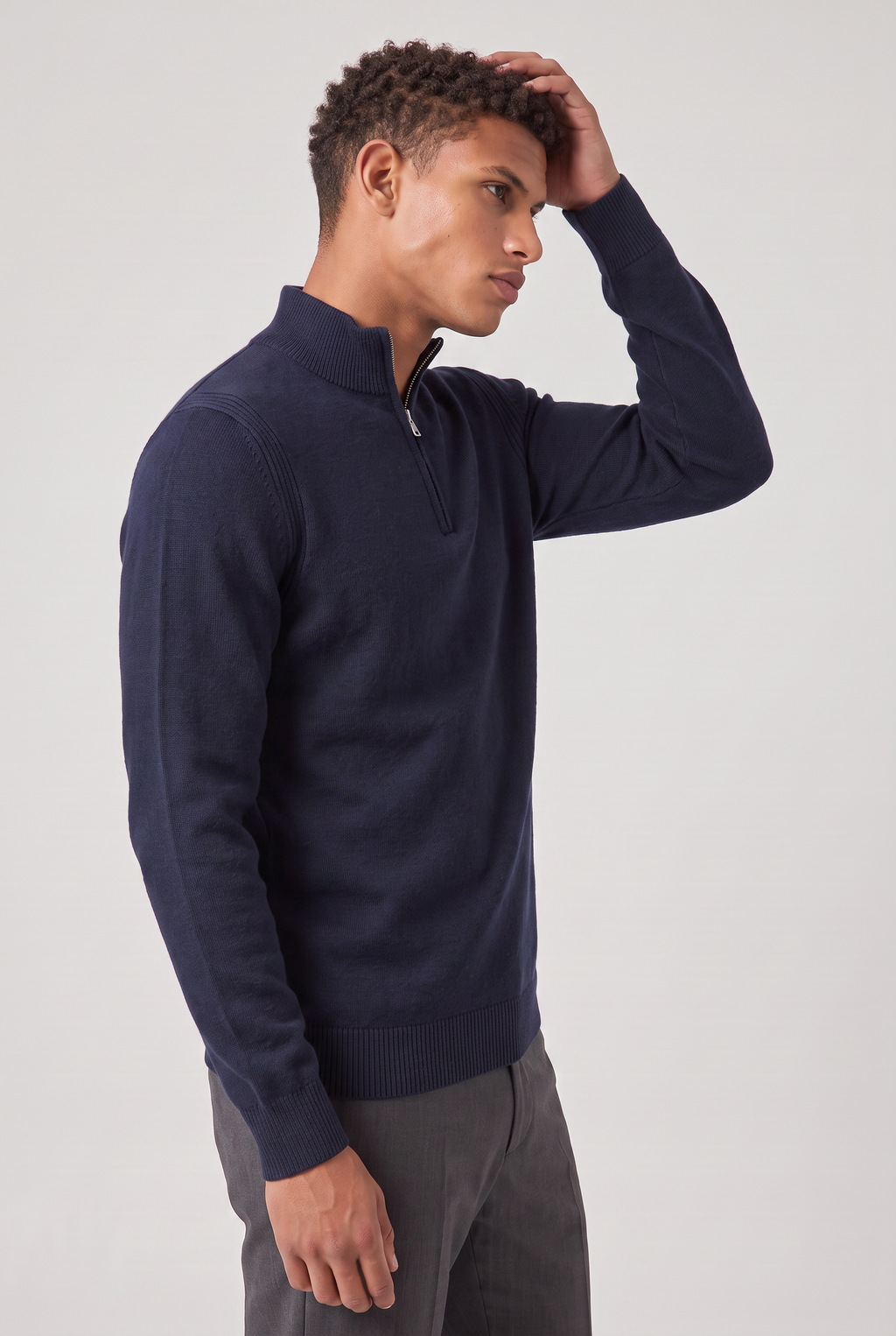 Men's Zip Up Funnel Neck Jumper