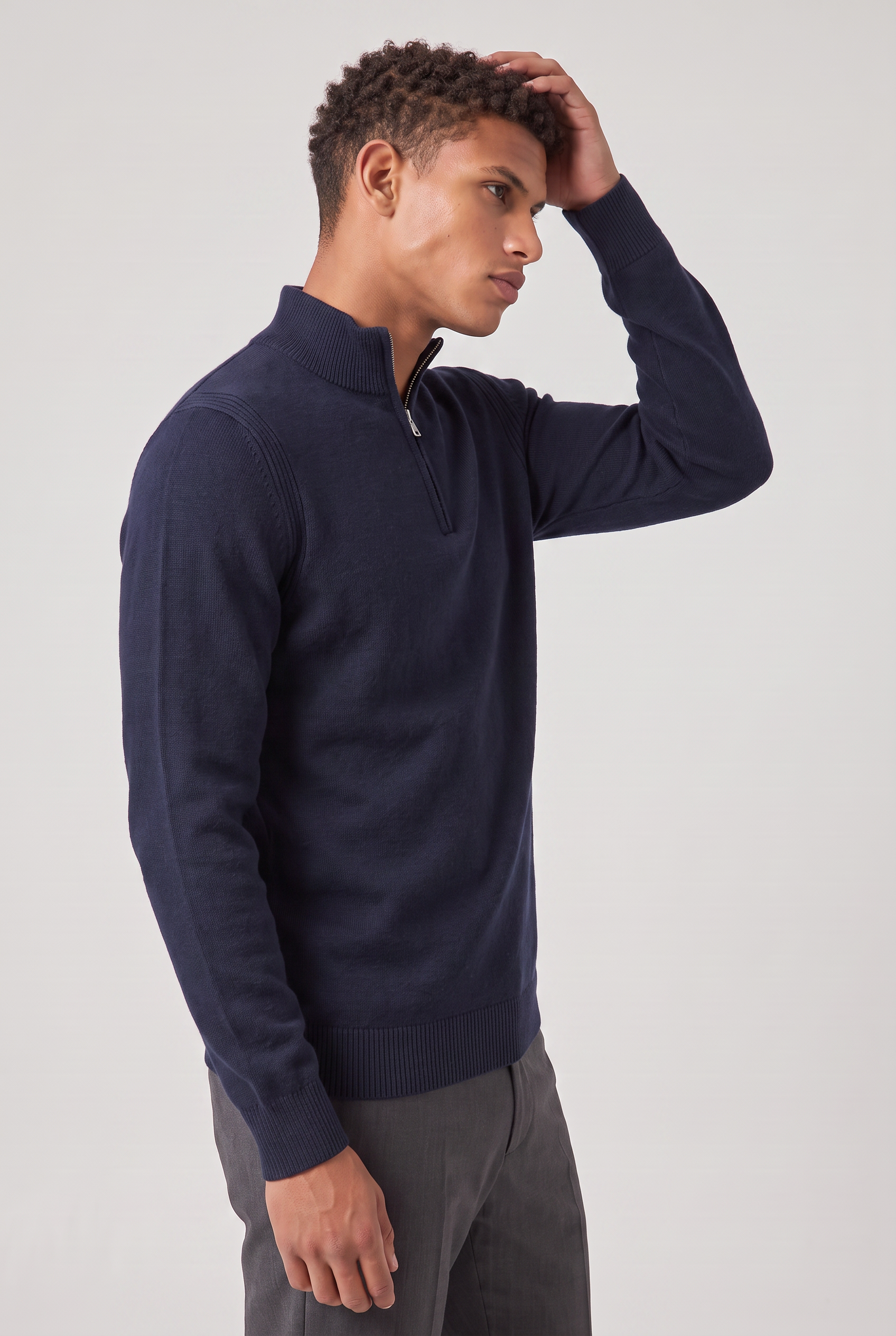Men's Zip Up Funnel Neck Jumper