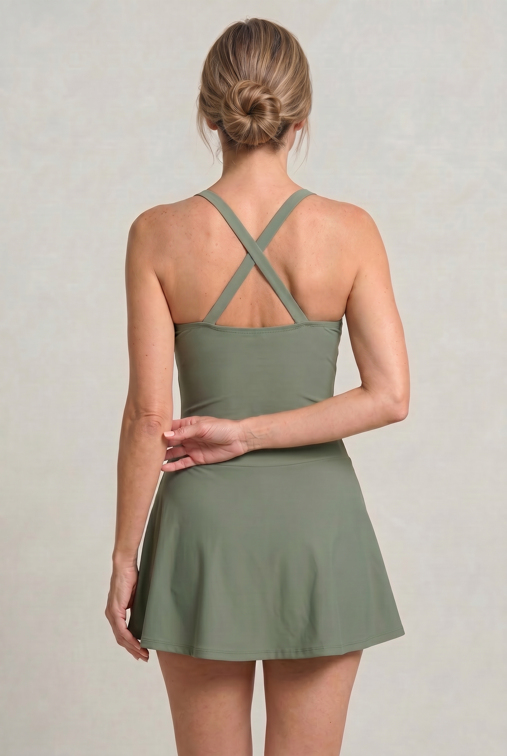 Women’s One-Piece Swimsuit with Sweetheart Neckline and Skirt