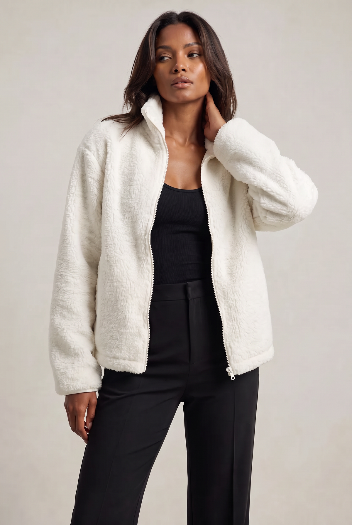 Women's Teddy Fleece Jacket – Zip-Up Borg Coat