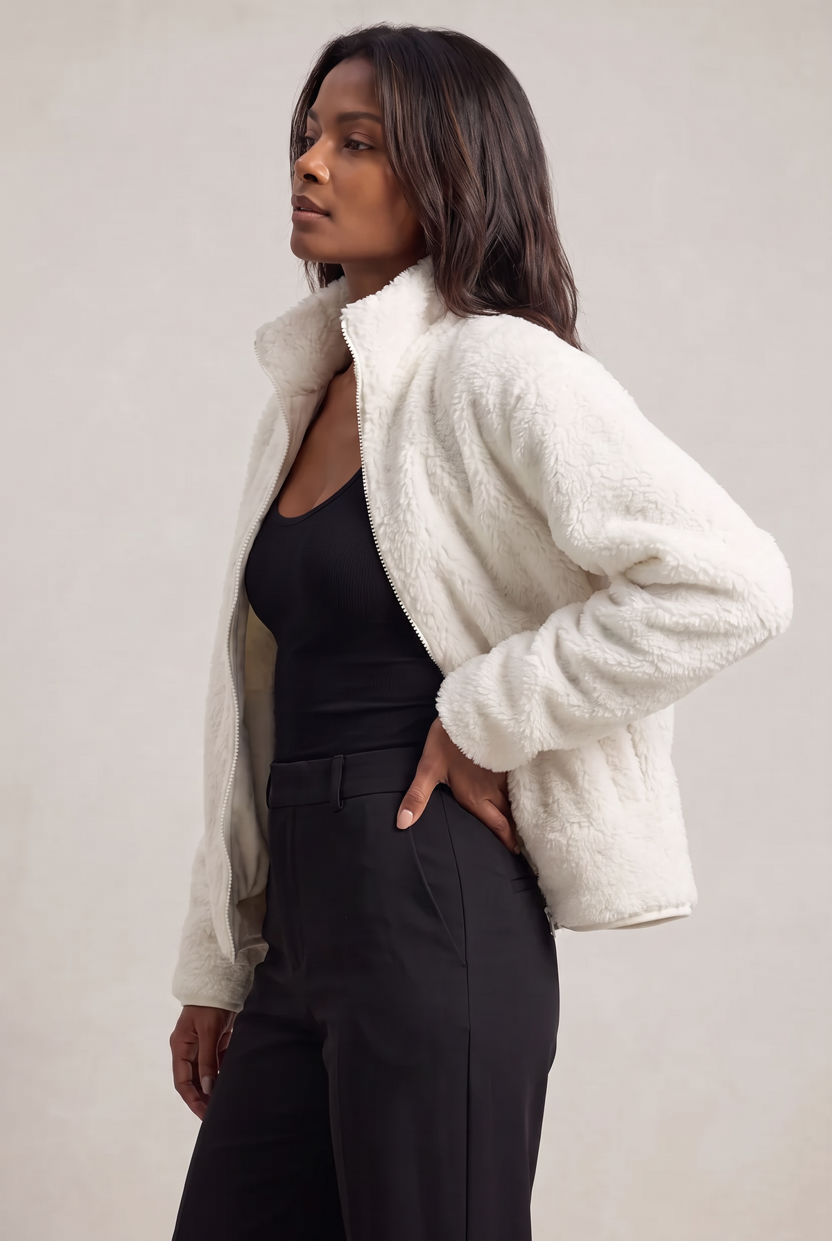 Women's Teddy Fleece Jacket – Zip-Up Borg Coat