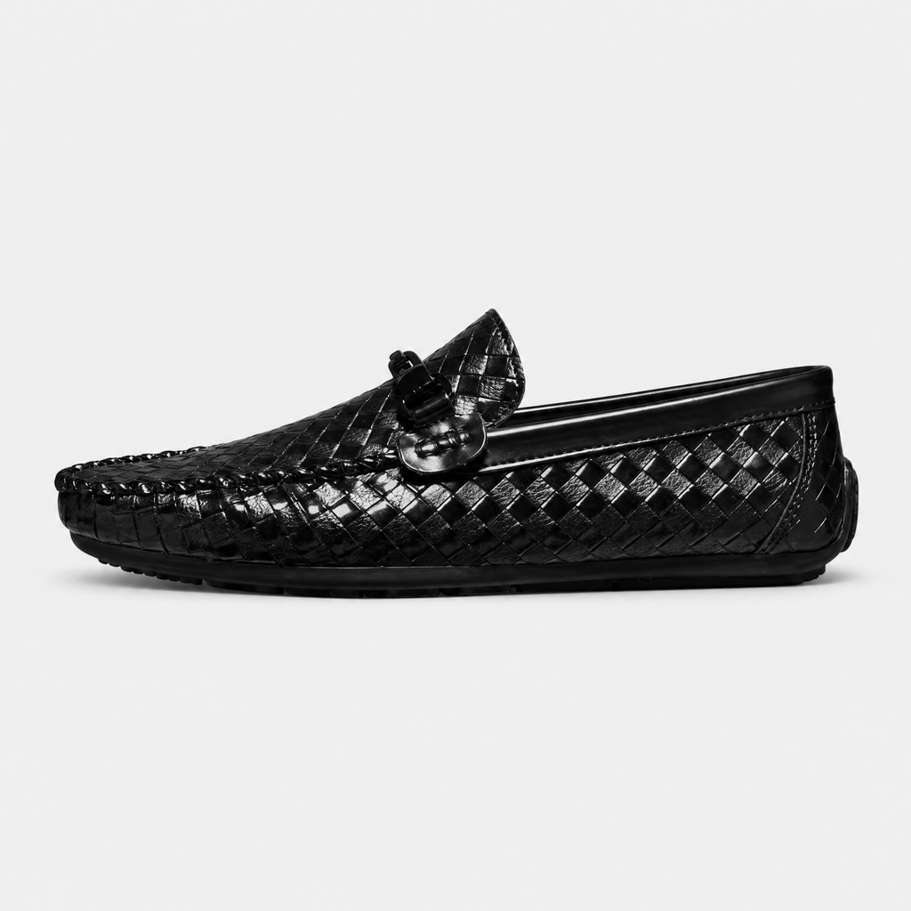 Men's Woven Leather Slip-On Driving Loafers