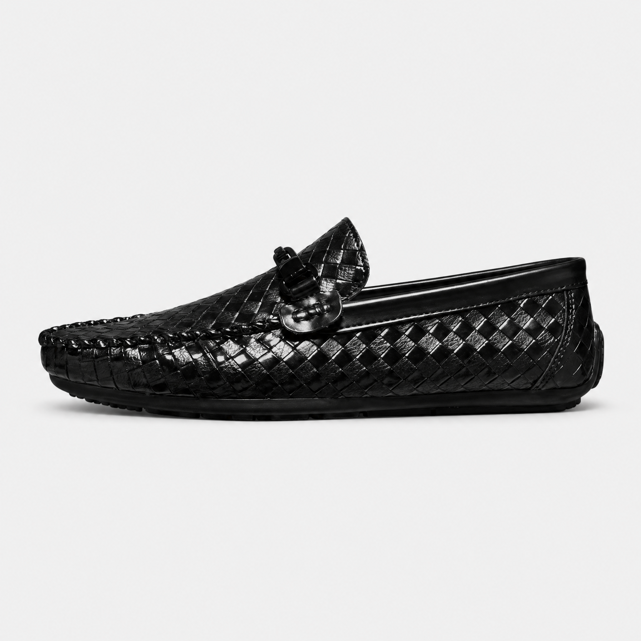 Men's Woven Leather Slip-On Driving Loafers