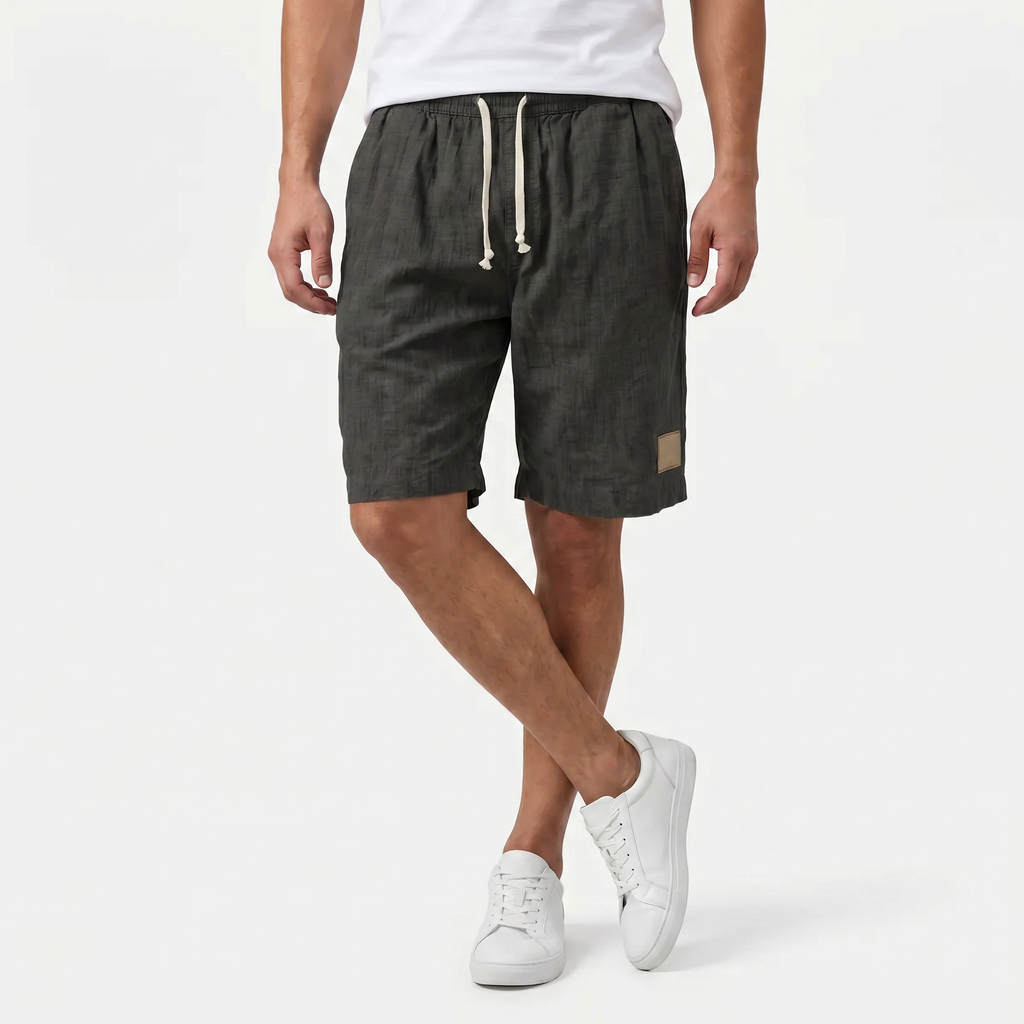 Men's Linen Shorts - Elasticated Waist Drawstring Summer Beach Shorts