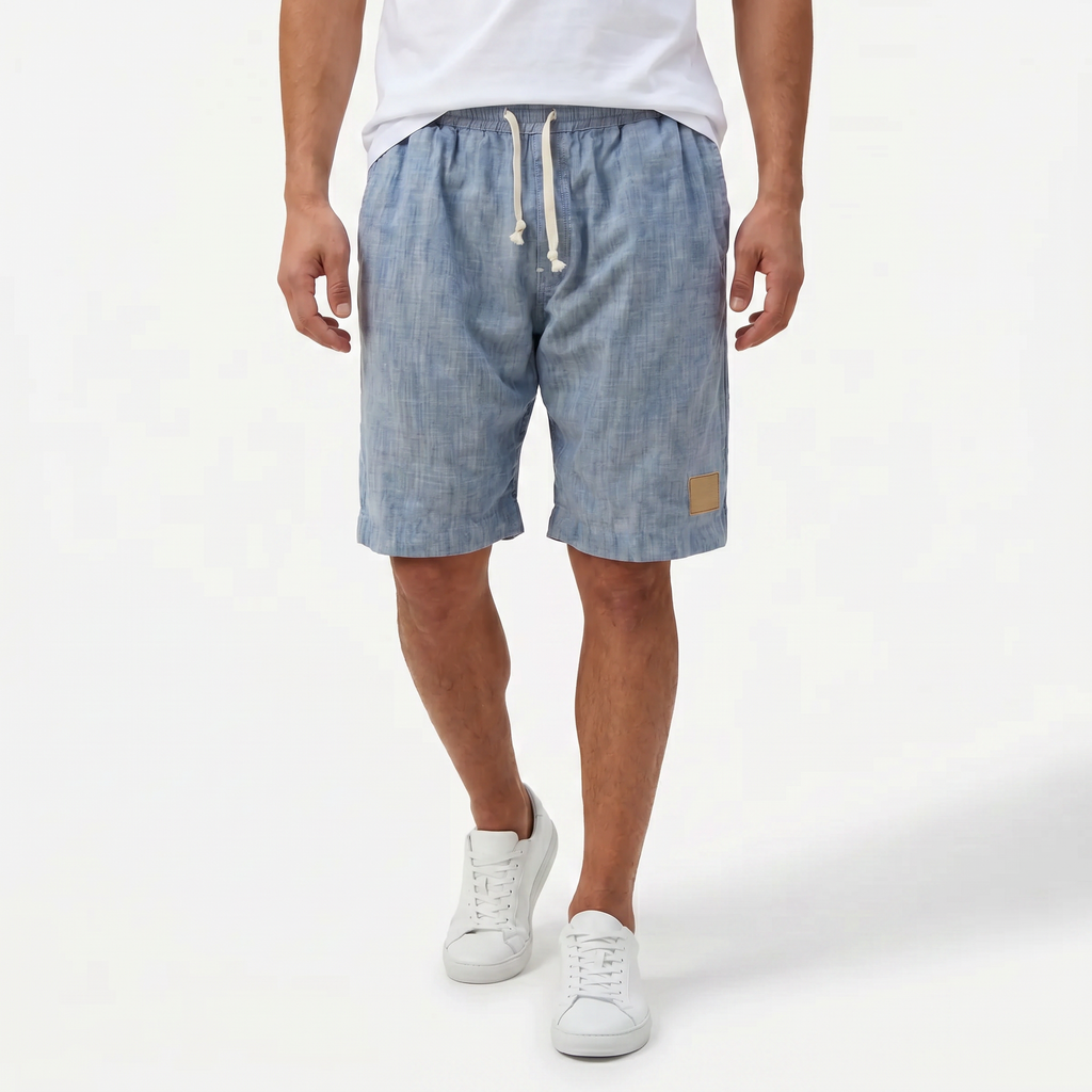 Men's Linen Shorts - Elasticated Waist Drawstring Summer Beach Shorts