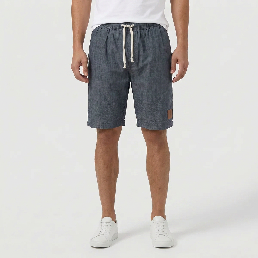 Men's Linen Shorts - Elasticated Waist Drawstring Summer Beach Shorts