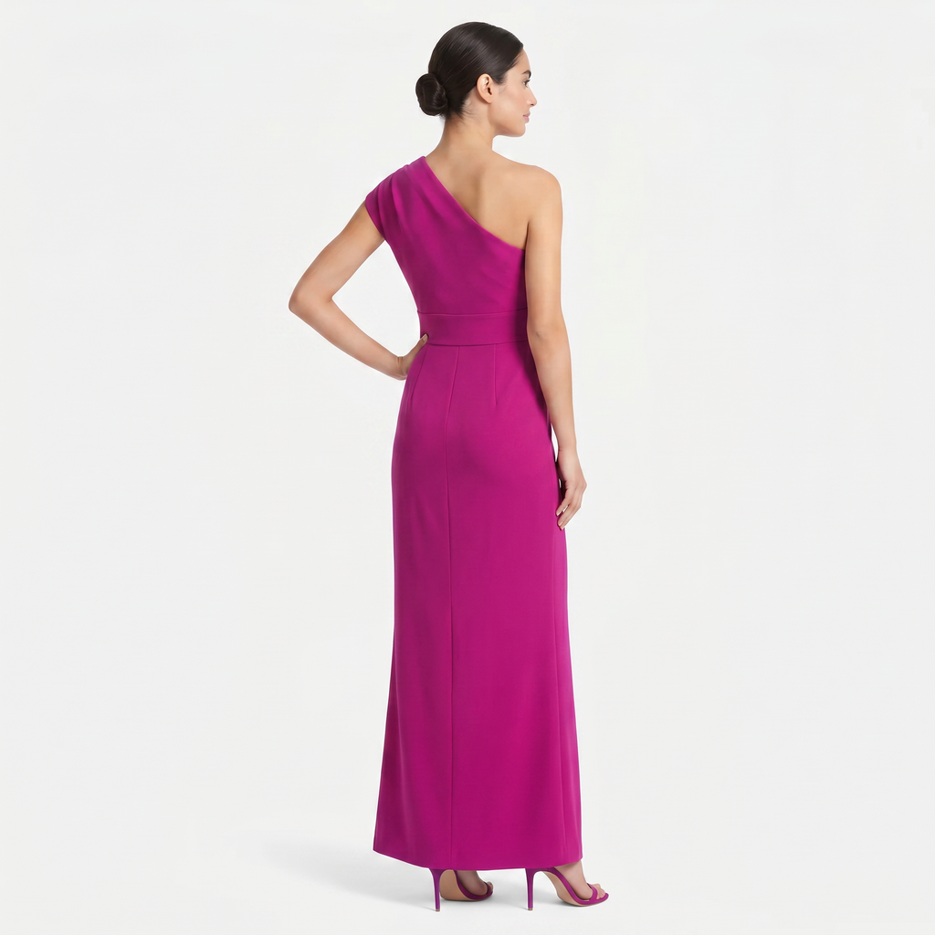Women's One-Shoulder Maxi Evening Dress -  Asymmetric Neckline