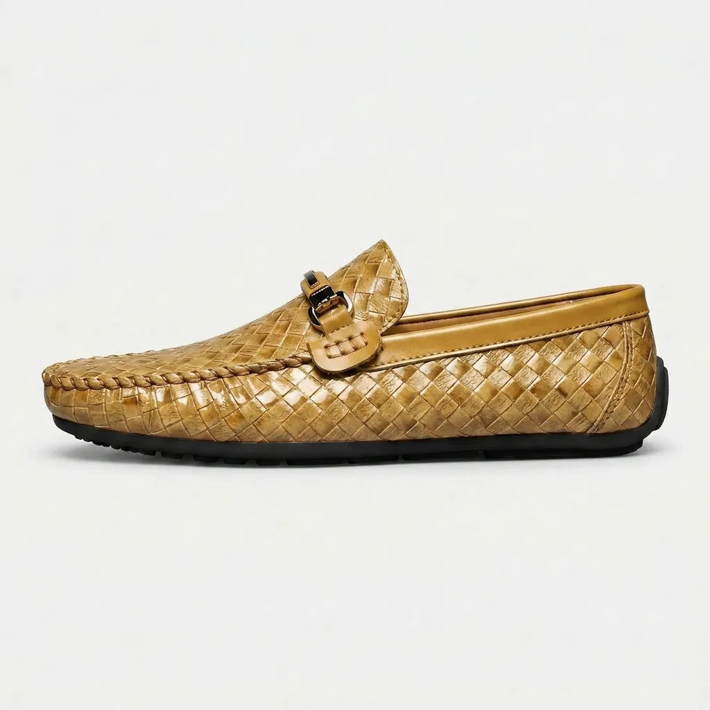 Men's Woven Leather Slip-On Driving Loafers