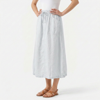 Women's Linen Midi Skirt with Pockets
