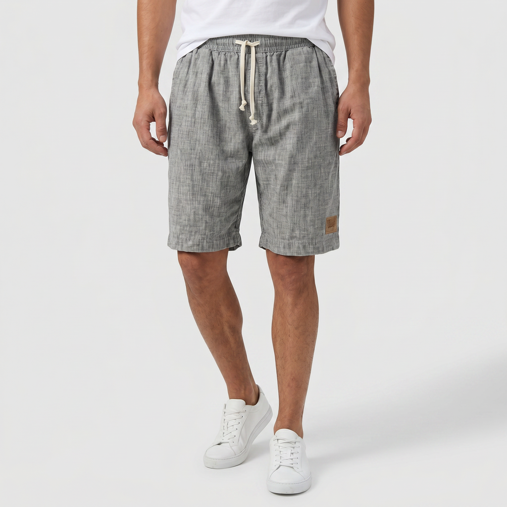 Men's Linen Shorts - Elasticated Waist Drawstring Summer Beach Shorts