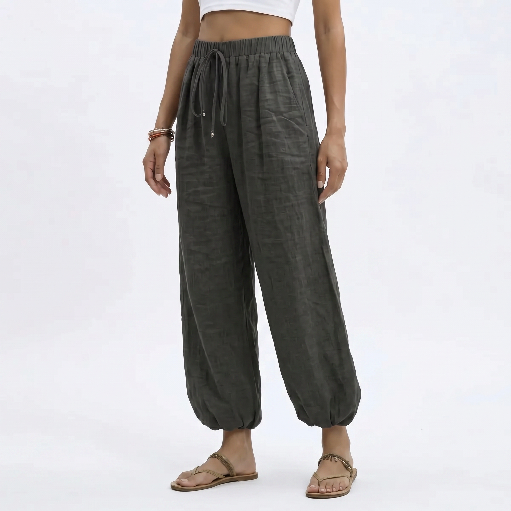 Women's Wide Leg Linen Trousers