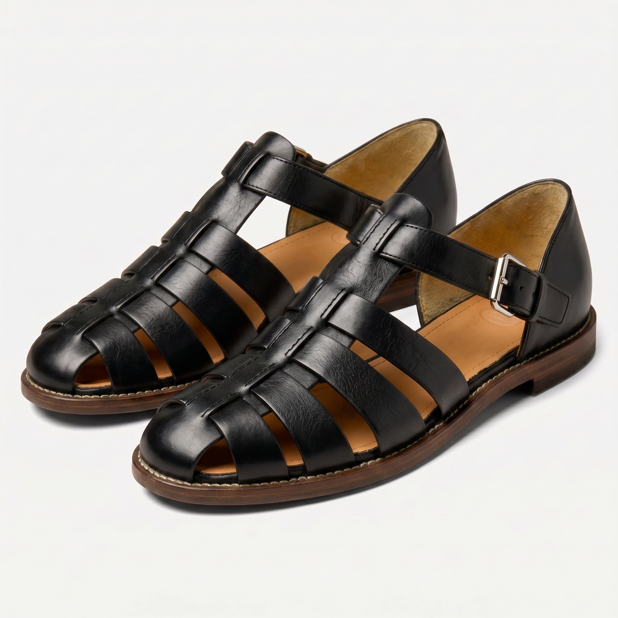 Men's Leather Closed Toe Fisherman Sandals