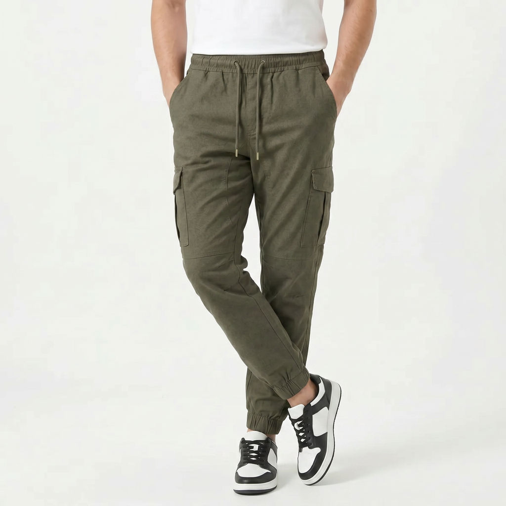 Men's Slim Fit Cotton Cargo Trousers
