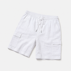 Men's Linen Cargo Shorts Drawstring Waist