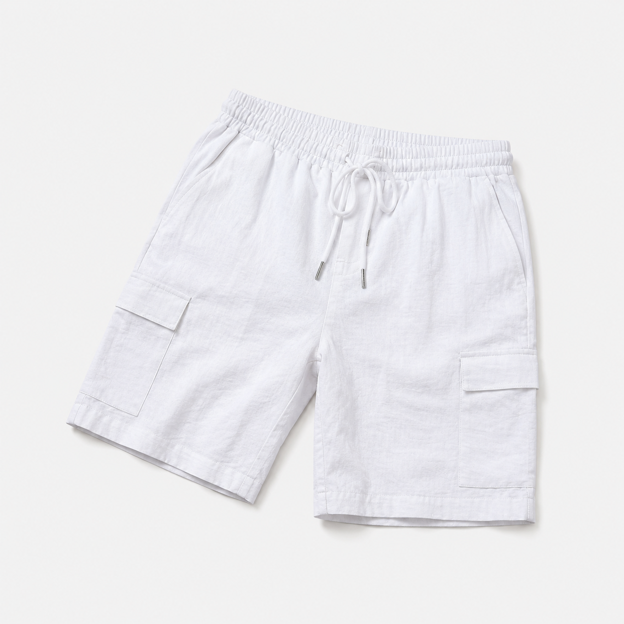 Men's Linen Cargo Shorts Drawstring Waist