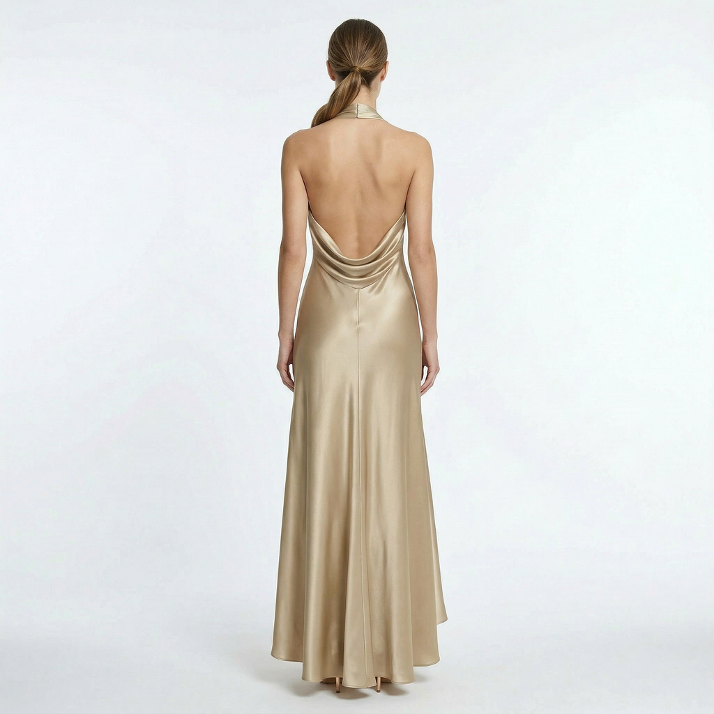 Birchbourne - Women’s Halter Neck Satin Maxi Dress