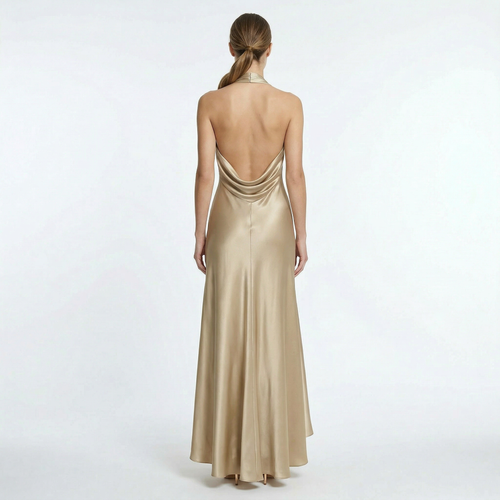 Birchbourne - Women’s Halter Neck Satin Maxi Dress