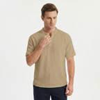 Men's Linen Short Sleeve Henley T-Shirt